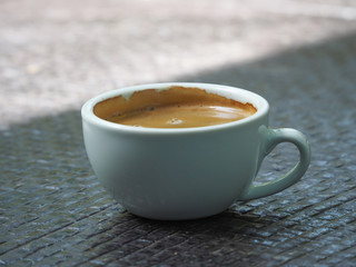 Close up white coffee cup