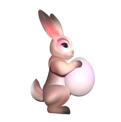 3 d Bunny with Easter egg in his paws