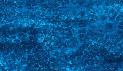 Cosmic neon light blue watercolor background. Paper textured aquarelle deep black canvas for modern creative design. Ocean foam and sea texture multicolor water color paint illustration