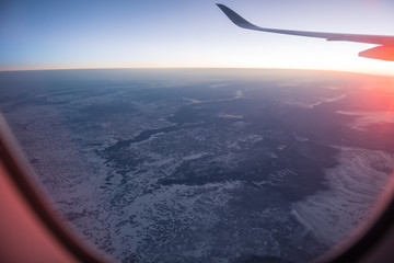The view outside the window of the plane