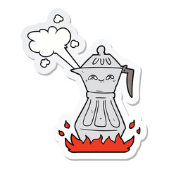 sticker of a cartoon coffee pot