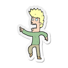 sticker of a cartoon terrified man