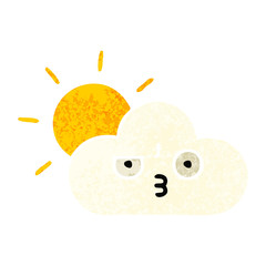 retro illustration style cartoon sunshine and cloud