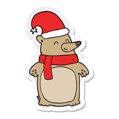 sticker of a cartoon christmas bear