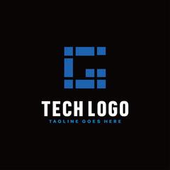 Letter G Pixel Technology Logo Vector Symbol Design Inspiration