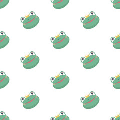 Seamless pattern with funny cartoon frogs..