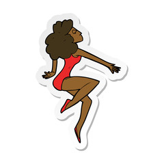 sticker of a cartoon dancing woman