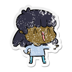 distressed sticker of a cartoon woman