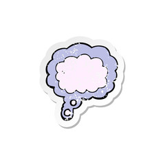retro distressed sticker of a cartoon thought cloud