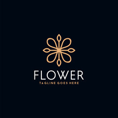 Line Classic Luxury Flower Logo Vector Symbol Design Inspiration