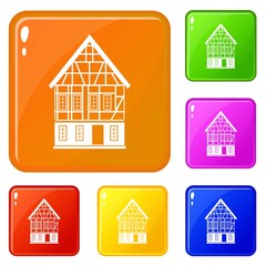 Holland house icons set collection vector 6 color isolated on white background