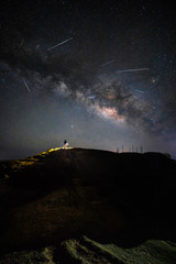 Meteor shower with a milky way clearly visible on the night sky of Indian himalayas