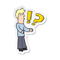 sticker of a cartoon man asking question