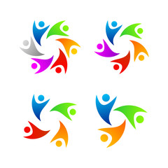 Fototapeta na wymiar Set Of Full Color People Logo Template