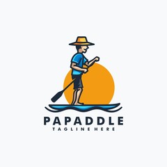 Papa Paddle Design concept Illustration Vector Template