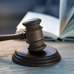 Judge's gavel gavel and law book