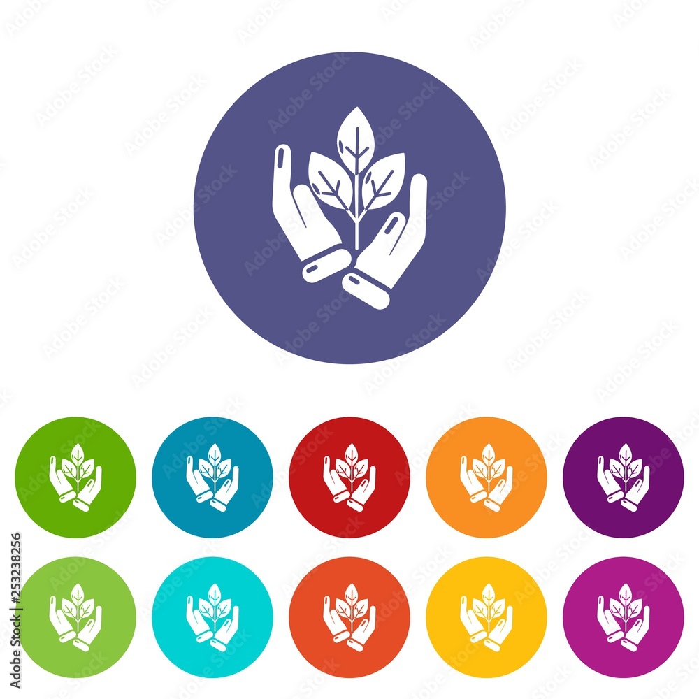 Poster hand sprout icons color set vector for any web design on white background