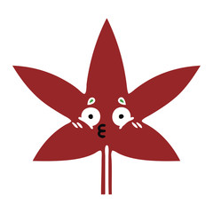 flat color retro cartoon autumnal leaf