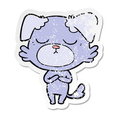 distressed sticker of a cute cartoon dog