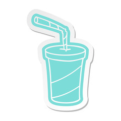 cartoon sticker of fastfood drink