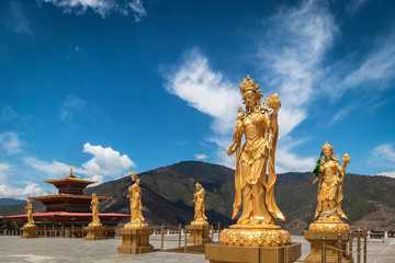 Fototapeta na wymiar The 169 feet tall bronze buddha statue in Thimphu Bhutan