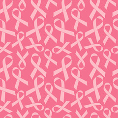 Pink Ribbon seamless Pattern cancer medical background vector illustration