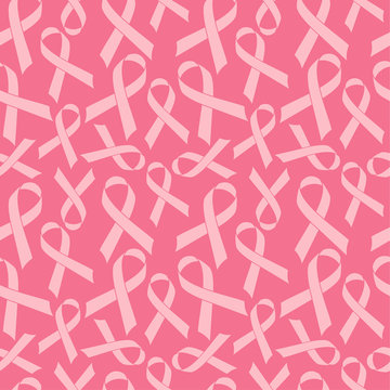 Pink Ribbon seamless Pattern cancer medical background vector illustration