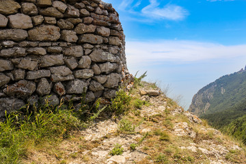 Wall of stone on the mountain.