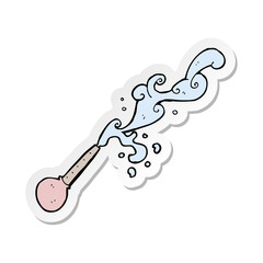 sticker of a cartoon squirting pipette
