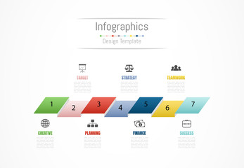 Infographic design elements for your business data with 7 options, parts, steps, timelines or processes. Vector Illustration.