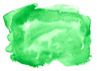 Watercolor color of green juicy young grass, bright green abstract background, stain, splash paint, stain, divorce. Vintage paintings for design and decoration. With copy space for text.