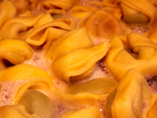 Self cooked Tortellini with close-up view and high resolution