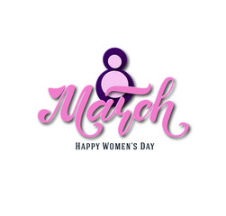 March 8. Postcard. Women's Day. Paper cut holiday background. Lettering. Trendy design template. Happy mother's day. Vector