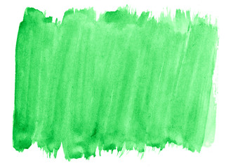Watercolor color of green juicy young grass, bright green abstract background, stain, splash paint, stain, divorce. Vintage paintings for design and decoration. With copy space for text.