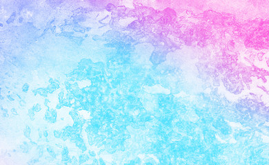 Frost textured pastel light blue, purple and pink shades watercolor background. Grunge aquarelle paint paper canvas for design, vintage card, template. Multicolor gradient handmade illustration
