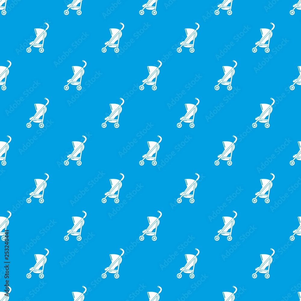 Poster baby carriage simple pattern vector seamless blue repeat for any use