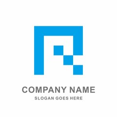 Monogram Letter R Square Pixel Data Link Connection Technology Computer Business Company Stock Vector Logo Design Template