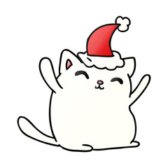 christmas gradient cartoon of kawaii cat
