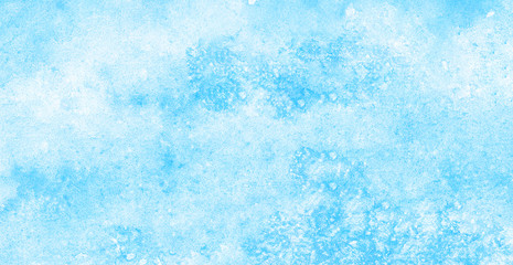 Modern creative grunge light sky blue shades watercolor background. Aquarelle paint paper textured canvas for design, card template. Turquoise gradient color handmade illustration © KatMoy