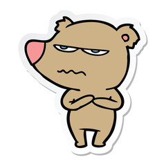 sticker of a angry bear cartoon