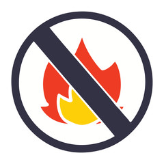flat color retro cartoon no fire sign