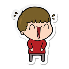 sticker of a laughing cartoon man