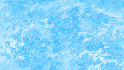 Modern creative grunge light sky blue shades watercolor background. Aquarelle paint paper textured canvas for design, card template. Turquoise gradient color handmade illustration