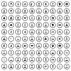 100 people icons set in simple style for any design vector illustration
