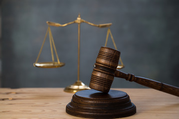 Law theme, mallet of judge, wooden gavel - Obraz