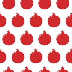 Seamless pomegranate pattern. Vector fruit background. Flat