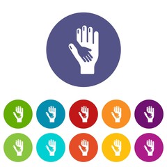 Caring hand icons color set vector for any web design on white background