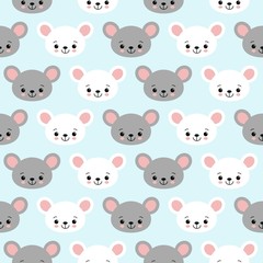 cute cartoon mouse seamless vector pattern background illustration