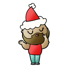gradient cartoon of a man with beard wearing santa hat