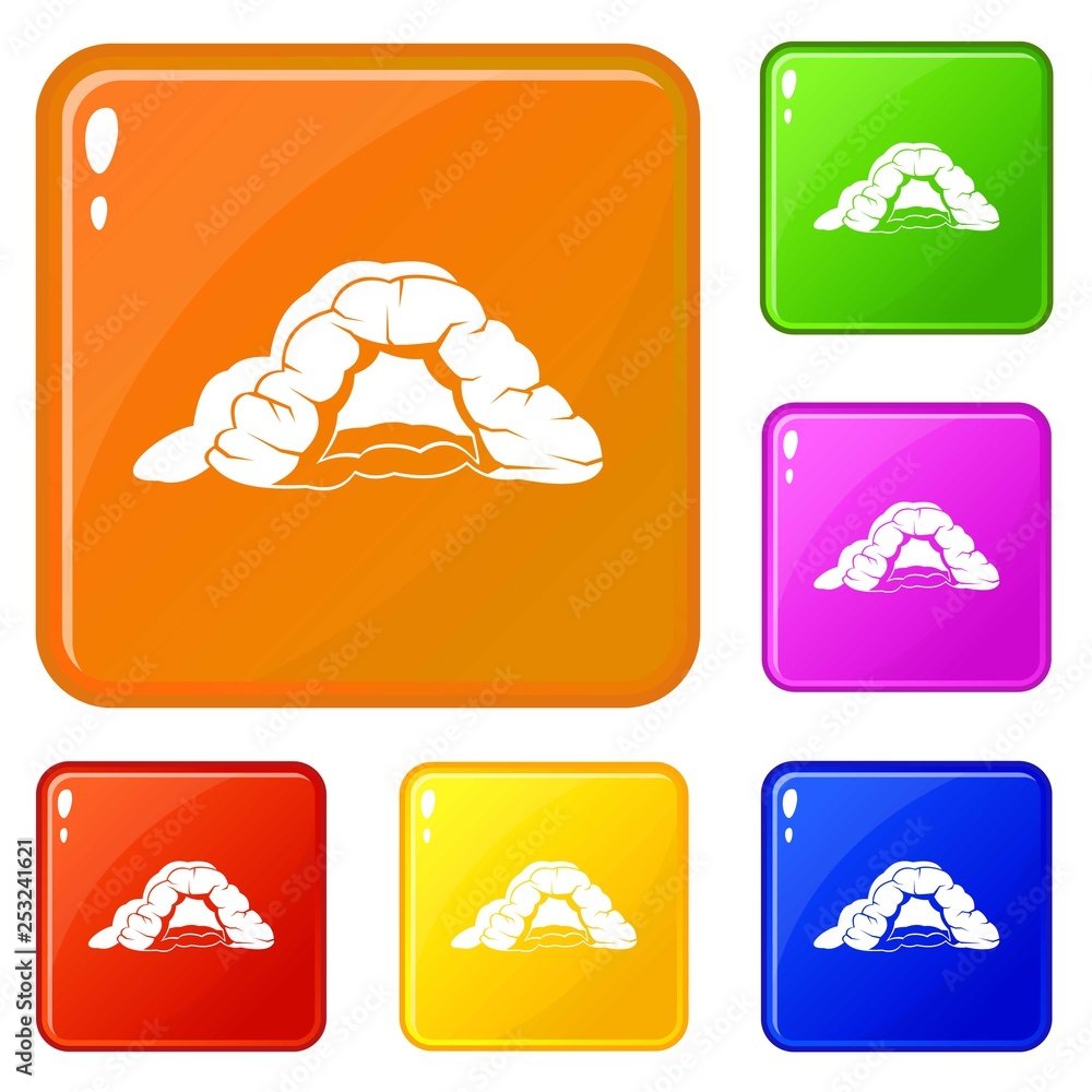 Poster cave icons set collection vector 6 color isolated on white background
